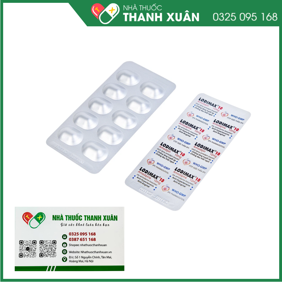 Lodimax 10 điều trị tăng huyết áp, dự phòng cơn đau thắt ngực